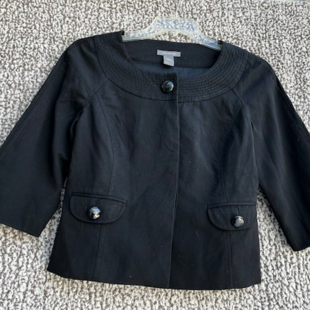 ANN TAYLOR Black Button Crop Wool Jacket